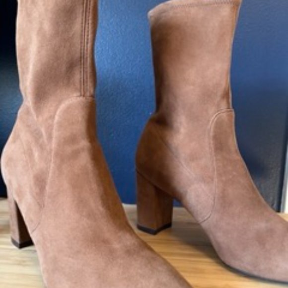 Stuart Weitzman Sofia 50 Stretch Suede Bootie- Great Condition (Women's 7 1/2) - Picture 3 of 7